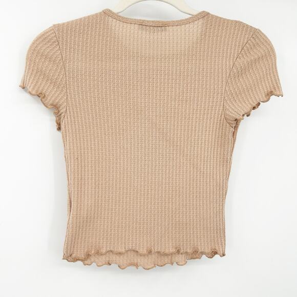 Dippin Daisys Womens Strut Waffle Crochet Short Sleeve Crop‎ Top Baby Tee XS - Picture 6 of 6